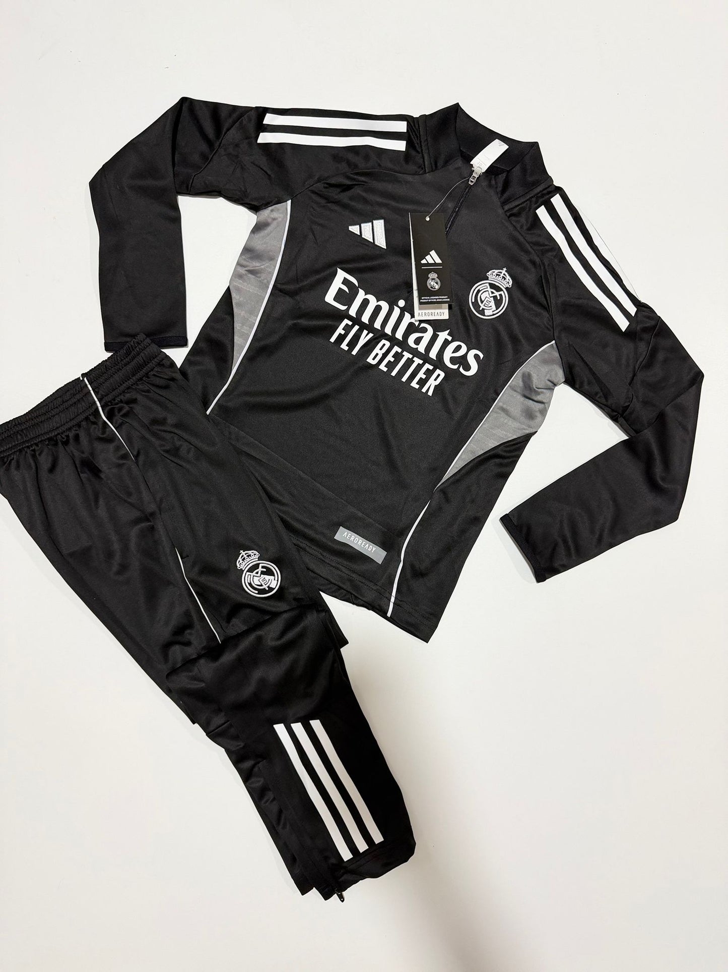 Conjunto Niños Largo Real Madrid Negro Blanco