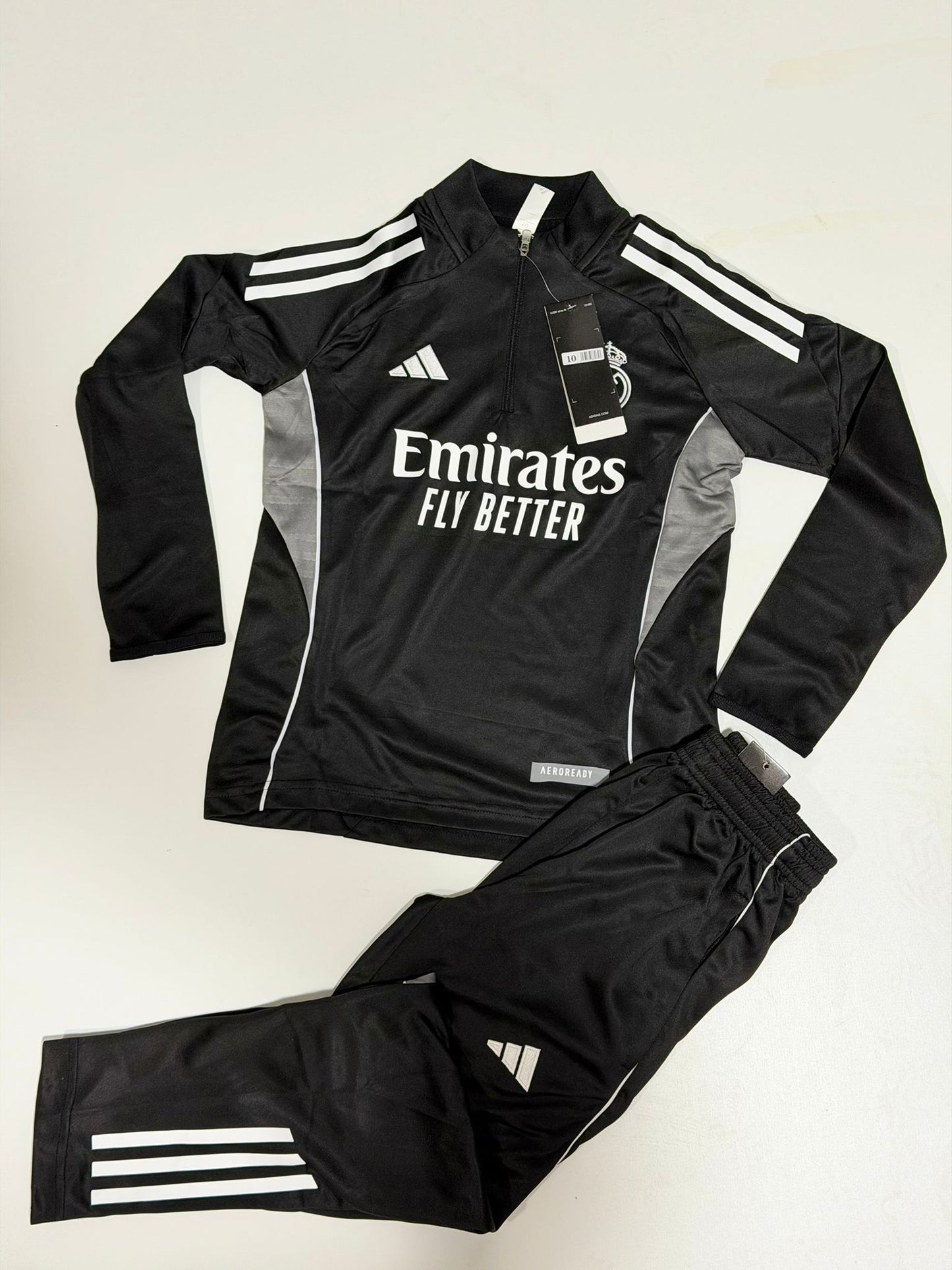 Conjunto Niños Largo Real Madrid Negro Blanco